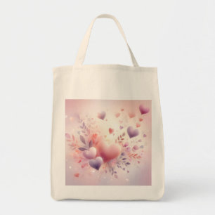 Whimsical Pastel Hearts Romantic Floral Love Tote Bag
