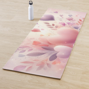 Whimsical Pastel Hearts Romantic Floral Love Yoga Mat