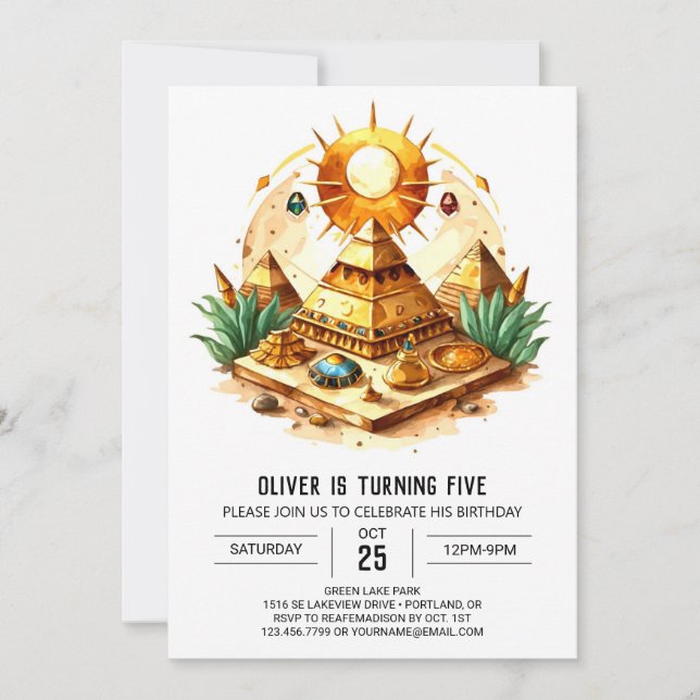 Whimsical Pastel Kids Pyramids Birthday Invitation (Front)