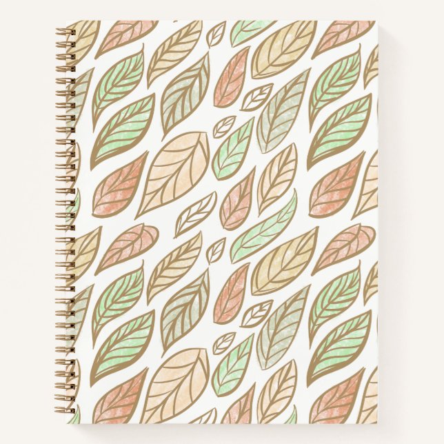 Whimsical Pastel Leaf Drift Pattern  Notebook (Front)