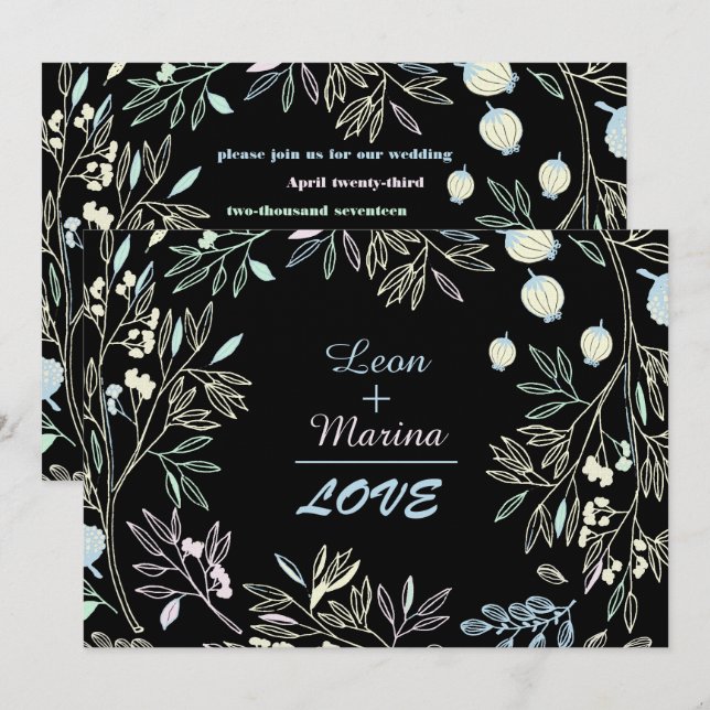 Whimsical Pastel Math Garden Wedding Invitation (Front/Back)