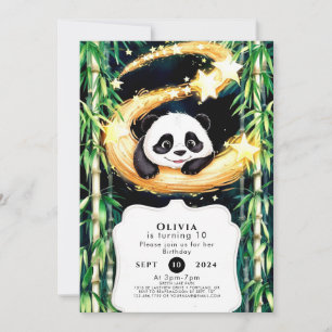 Whimsical Pastel Panda Birthday Invitation
