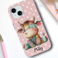 Whimsical Pastel Patchwork Cow Add Custom Name