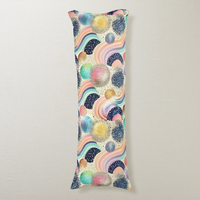 Whimsical Pastel Rainbow Waves & Glitter Abstract  Body Cushion (Front Vertical)