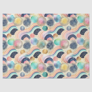 Whimsical Pastel Rainbow Waves & Glitter Abstract Tissue Paper