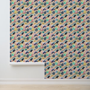 Whimsical Pastel Rainbow Waves & Glitter Abstract Wallpaper