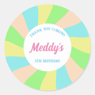 Whimsical pastel retro kid's custom classic round sticker