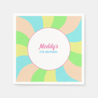 Whimsical pastel retro kid's custom napkin