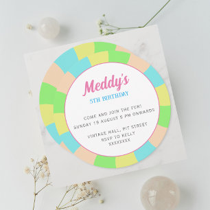 Whimsical pastel retro kid's custom photo  invitation