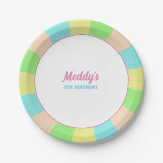 Whimsical pastel retro kid's custom photo paper plate