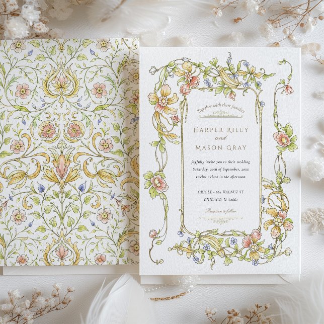 Whimsical Pastel Rococo Floral Wedding Invitation (Creator Uploaded)