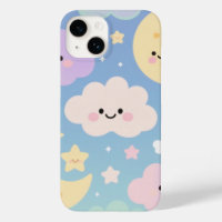 Whimsical Pastel Sky – Cute Clouds, Moons & Stars