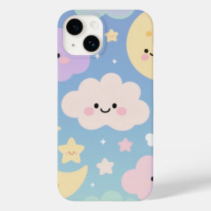 Whimsical Pastel Sky – Cute Clouds, Moons & Stars Case-Mate iPhone 14 Case