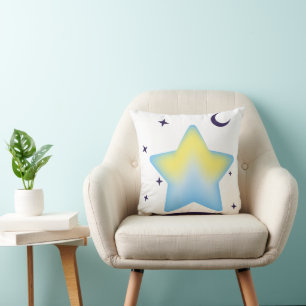 Whimsical Pastel Star and Moon Nursery Cushion