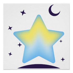 Whimsical Pastel Star and Moon Nursery Poster