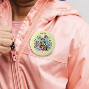 Whimsical Pastel Tabby Fairy Cat Floral Fantasy 10 Cm Round Badge