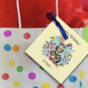 Whimsical Pastel Tabby Fairy Cat Floral Fantasy  Favour Tags