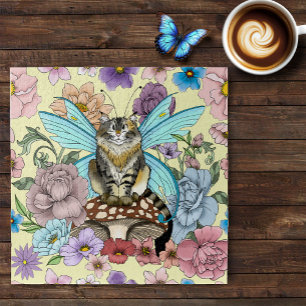 Whimsical Pastel Tabby Fairy Cat Floral Fantasy  Jigsaw Puzzle