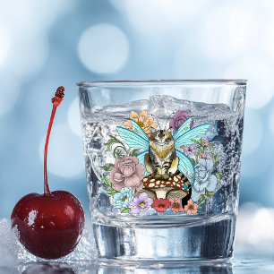 Whimsical Pastel Tabby Fairy Cat Floral Fantasy Shot Glass