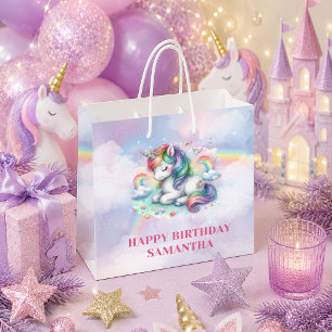 Whimsical Pastel Unicorn Girl Birthday Gift Bag