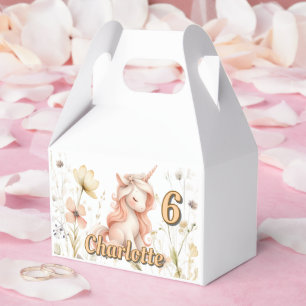 Whimsical pastel unicorn wildflower birthday favour box