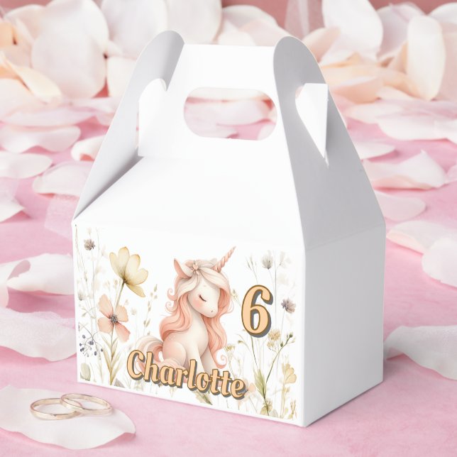 Whimsical pastel unicorn wildflower birthday favour box (Wedding)