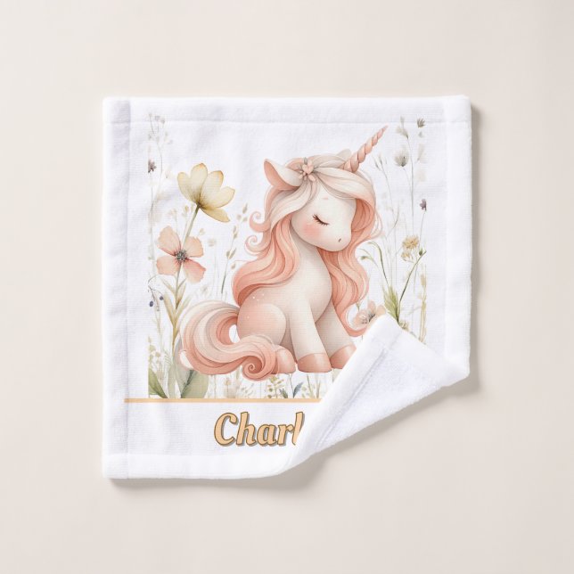 Whimsical pastel unicorn wildflower wash cloth (Wash Cloth)
