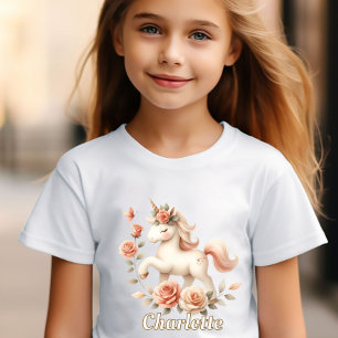 Whimsical pastel unicorn with roses T-Shirt