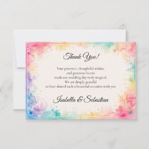 Whimsical Pastel Watercolor Romance Wedding Thank You Card