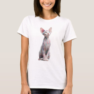Whimsical Pastel Watercolor Sphynx Cat Women T-Shirt