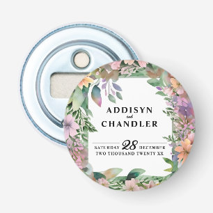 Whimsical Pastel Watercolor Wildflower Wedding Bottle Opener
