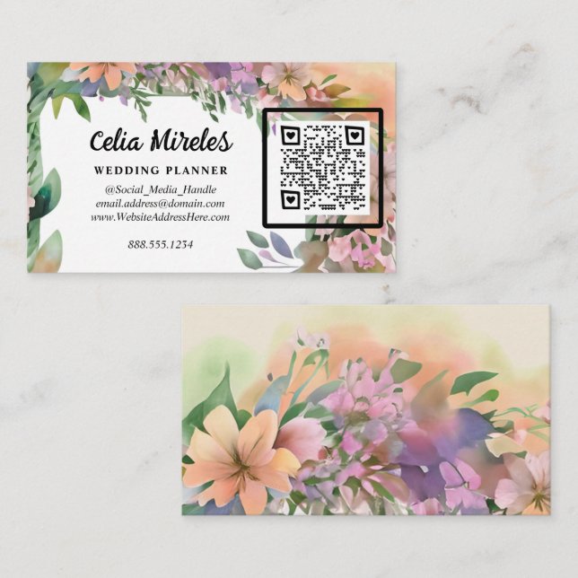 Whimsical Pastel Watercolor Wildflower Wedding Enclosure Card (Front/Back)