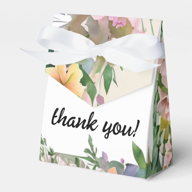 Whimsical Pastel Watercolor Wildflower Wedding Favour Box (Front Side)