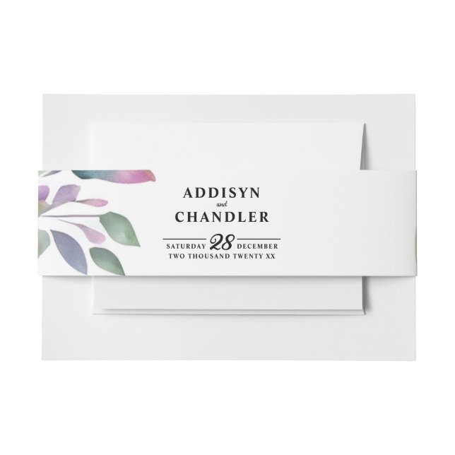 Whimsical Pastel Watercolor Wildflower Wedding Invitation Belly Band (Front Example)