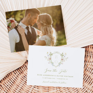 Whimsical Pastel Wildflower Crest Wedding Save The Date