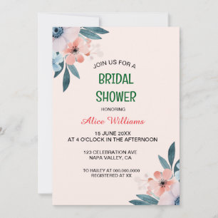 Whimsical Pastel Wildflower Frame Bridal Shower Invitation