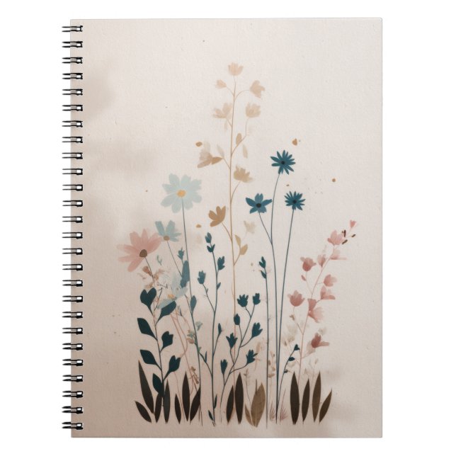 Whimsical Pastel Wildflower Garden Notebook (Front)