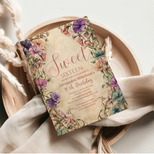 Whimsical Pastel Wildflower Sweet 16 Invitation