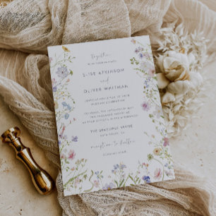 Whimsical Pastel Wildflower Wedding  Invitation