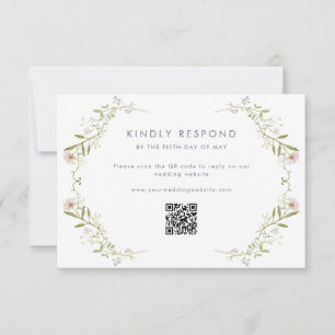 Whimsical Pastel Wildflower Wedding RSVP Card