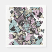 Whimsical Pastel Zentangle Hearts Pattern Square P