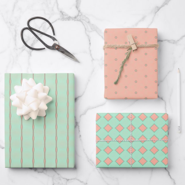Whimsical Pastels Wrapping Paper Flat Sheet Set (Front)