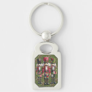 Whimsical Patchwork Christmas Nutcracker Trio Key Ring