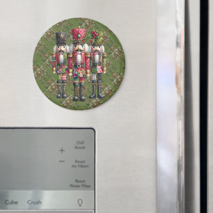 Whimsical Patchwork Christmas Nutcracker Trio Magnet