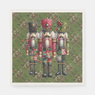 Whimsical Patchwork Christmas Nutcracker Trio Napkin