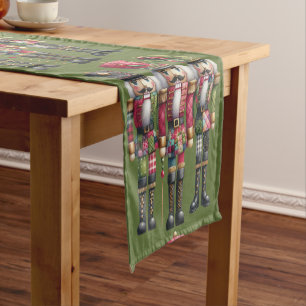 Whimsical Patchwork Christmas Nutcracker Trio Short Table Runner