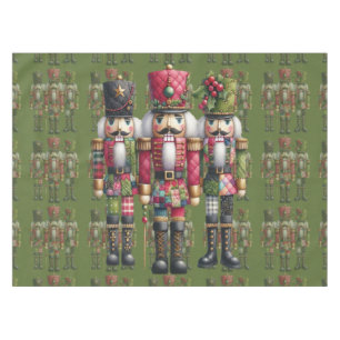 Whimsical Patchwork Christmas Nutcracker Trio Tablecloth
