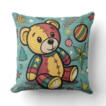 Whimsical Patchwork Christmas Teddy Bear