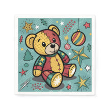 Whimsical Patchwork Christmas Teddy Bear