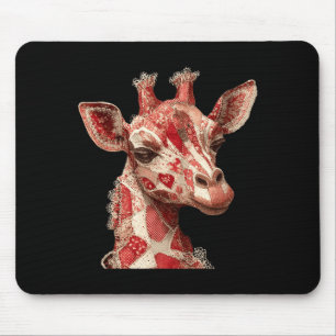 Whimsical Patchwork Hearts Romantic Giraffe Mouse Mat